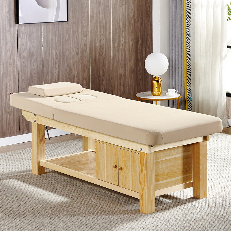 Massage Bed with Pine Wood Rectangular Trestle Base