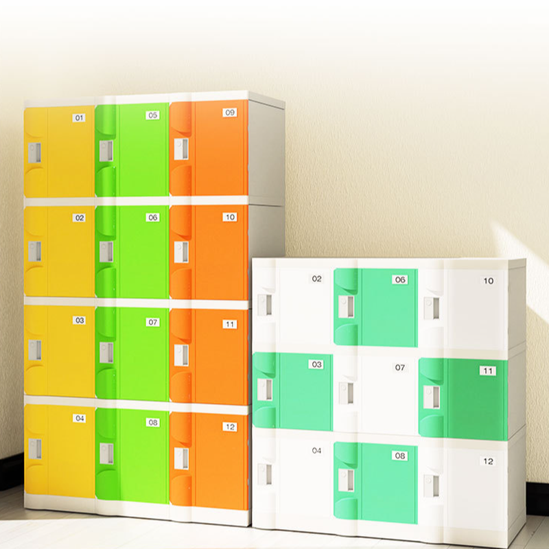 Polymer 3-Tier School Lockers with Sturdy Doors, 9 Compartments, 3-Wide, Name & Number Plate, and Locker Base