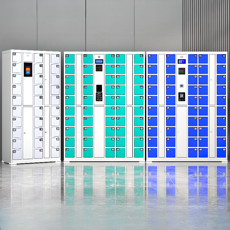 White/Light Blue/Lime Green Alloy Commercial Lockers with Sturdy Doors, Personalization, Lockable, 5-Wide or more/4-Wide/2-Wide Compartments, and Name & Number Plate