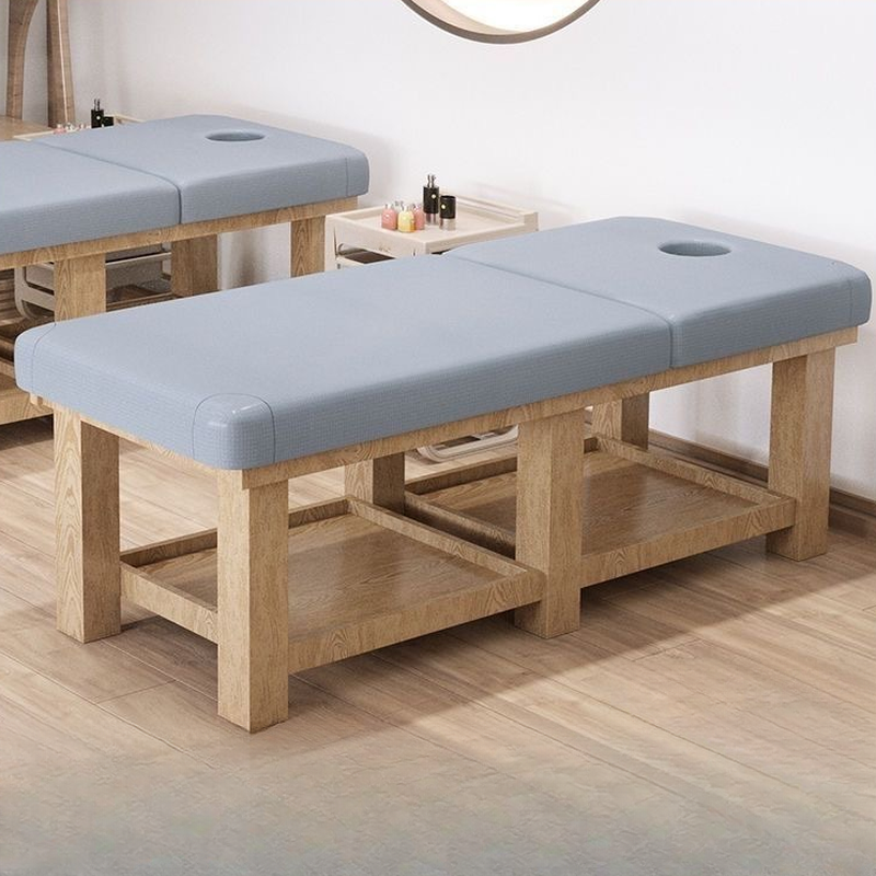 Massage Bed with Pine Wood Base, Rectangular Top, and Trestle Base