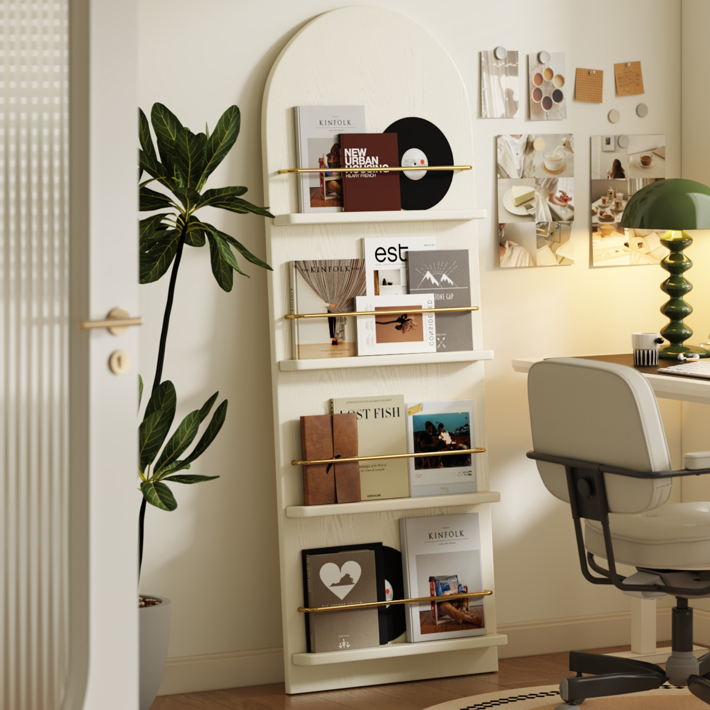 Art Deco Magazine Rack in Rubberwood, 15 in & Above Length, 10 in & Above Height, with Shelves and Standalone Design