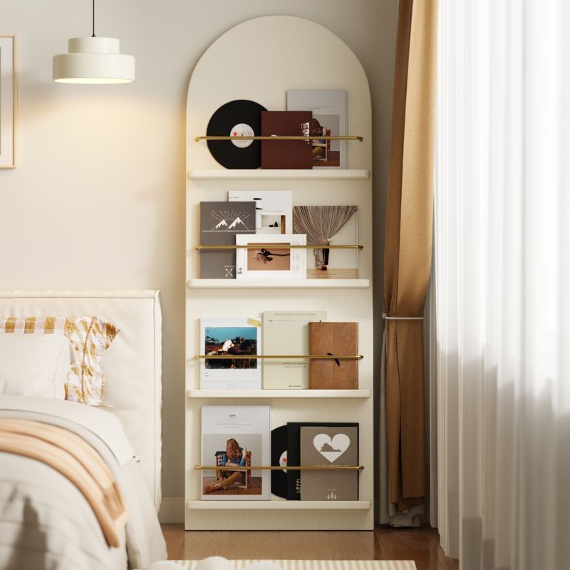 Art Deco Magazine Rack in Rubberwood, 15 in & Above Length, 10 in & Above Height with Shelves, Standalone