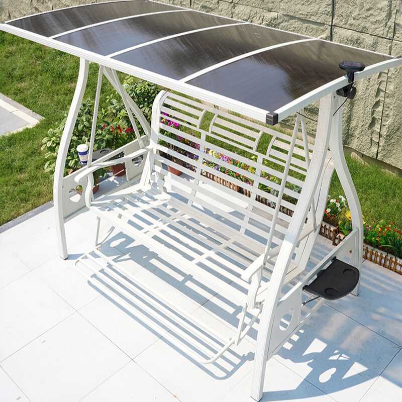Water-resistant Aluminum Porch Swing with Stand, Upholstered Cushions, Canopy and Stand Included