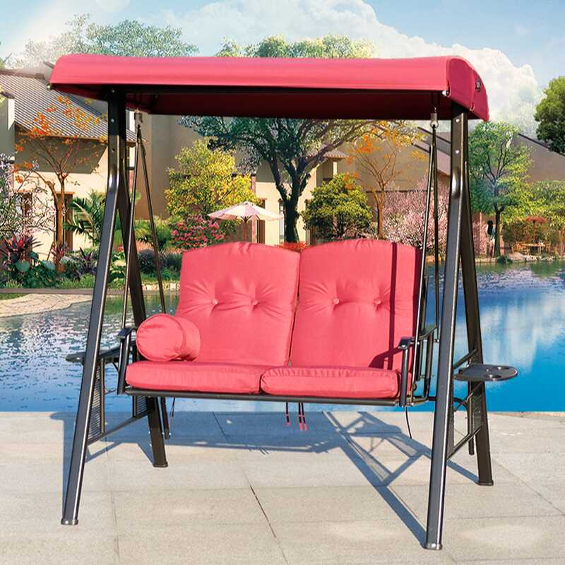 Rust Resistant Aluminum Porch Swing with Stand, Upholstered Cushions, Canopy and Stand Included