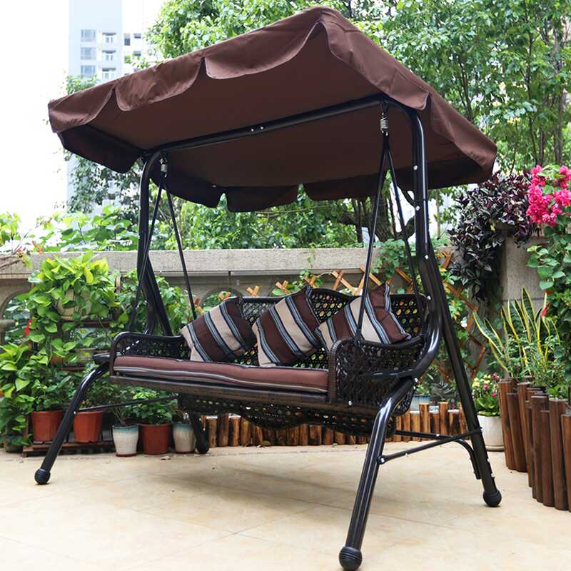 Alloy Porch Swing with Stand, Upholstered Cushions, Canopy, and Stand
