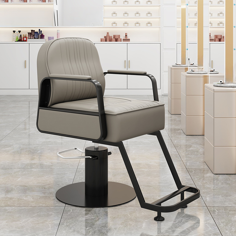 Ergonomic L-Shape Striped Synthetic Leather Styling Chair with Footrest and Adjustable Features