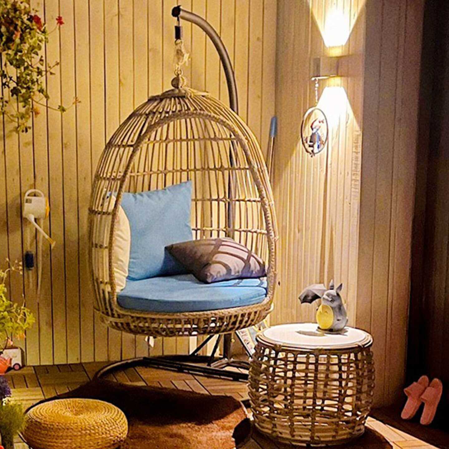 Tropical Aluminum Porch Swing with Stand, Upholstered Cushions and Chain Included