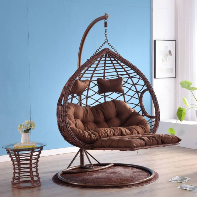 Aluminum Porch Swing with Stand, Upholstered Cushions and Chain Included