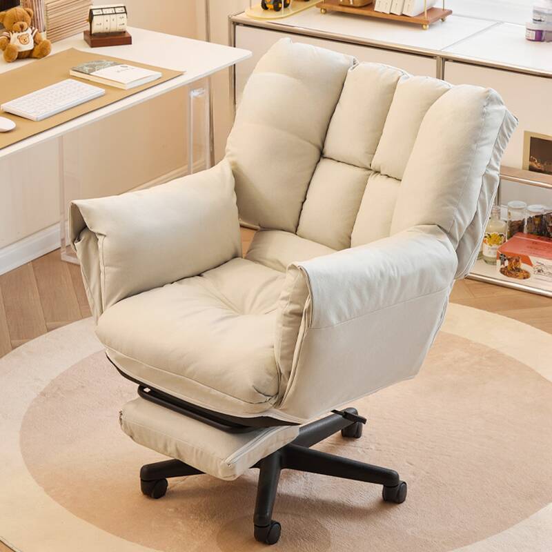 Executive Chair in Dove Grey/Rose/Sand Fabric/Upholstered with Armrest, Caster Wheels, Foot Support, Tilt Available, and Adjustable Back Angle