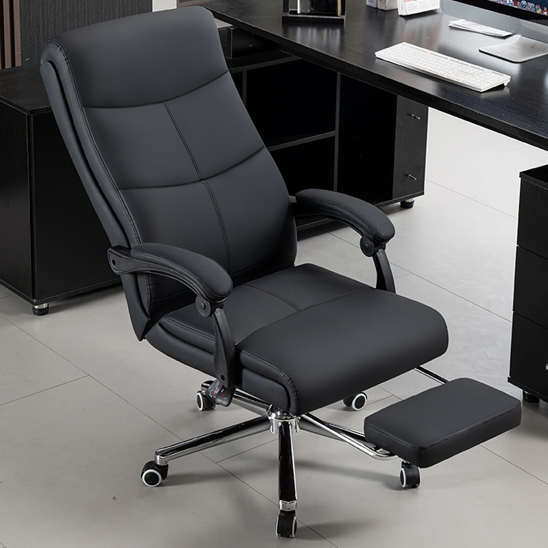 Executive Office Chair with Hideskin Dove Grey/Sepia/Sand, Armrest, Roller Wheels, Leg Rest, Ergonomic Design, and Adjustable Back Angle