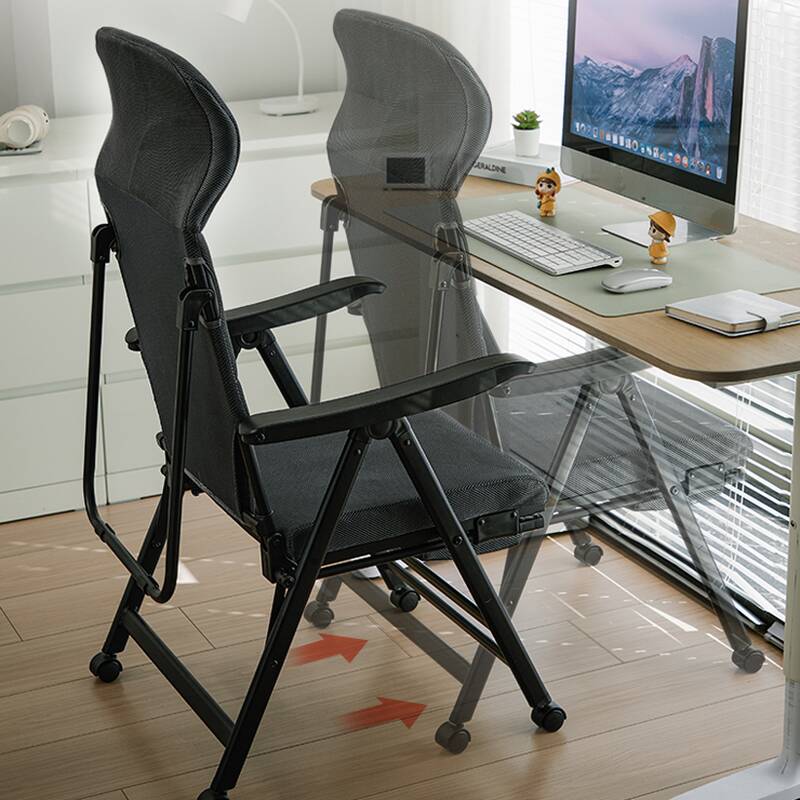 Ink Upholstered Study Chair with Headrest, Casters, Pillow and Adjustable Back Angle, Foot Platform Included/Not Included