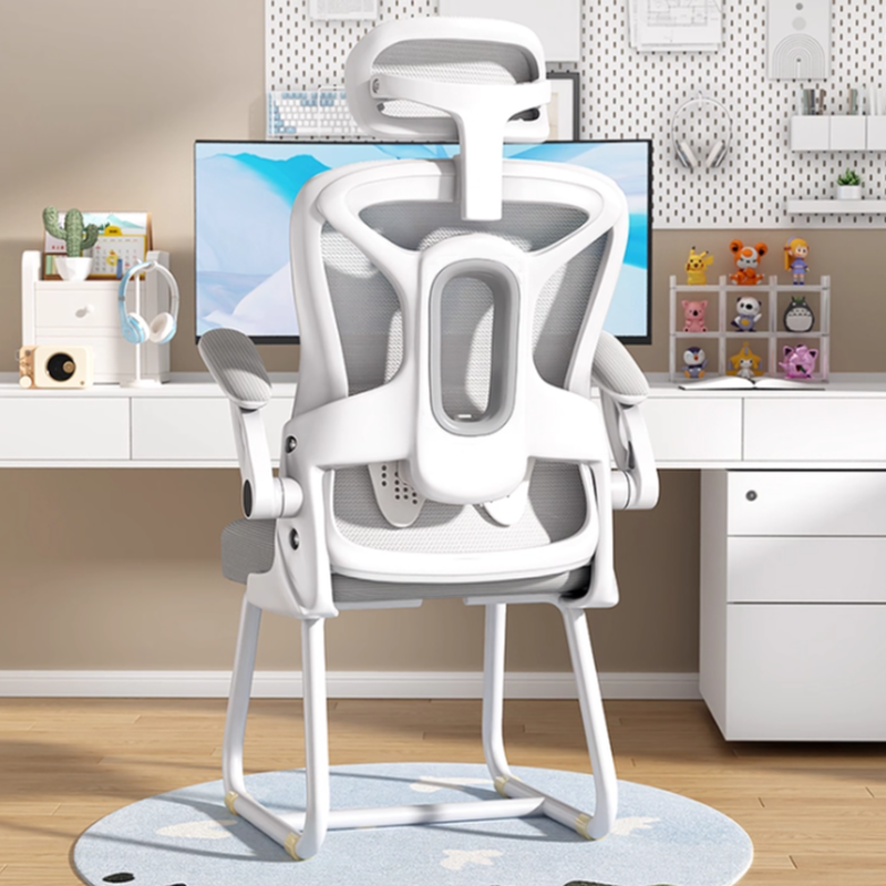 Office Furniture in Ink/Light Gray Upholstered with Armrest, Ergonomic Lumbar Support, Flip-Up Armrest, and Headrest