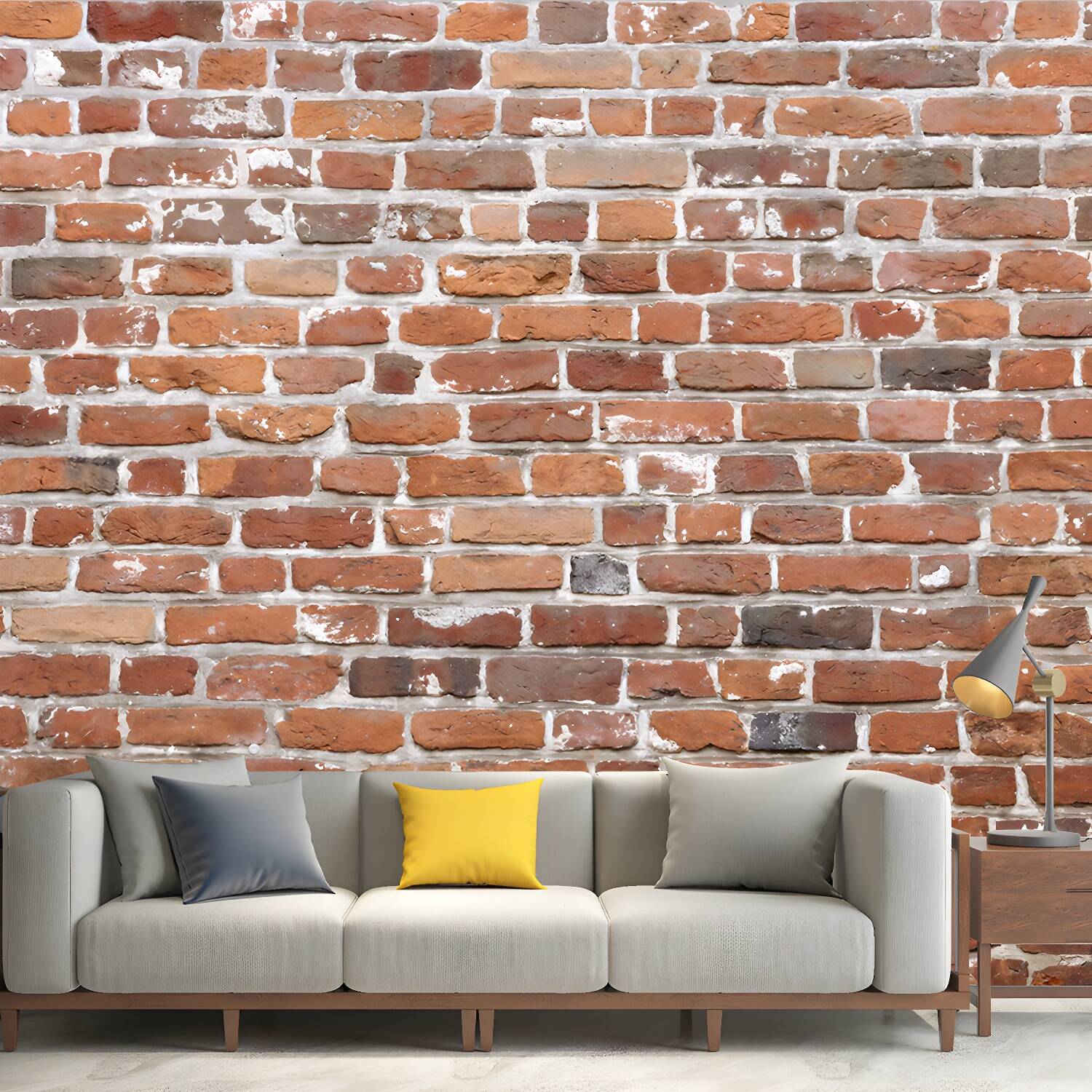 Countryside Brick Wall Covering Murals Red Living Room Wall Decor, Customized Size