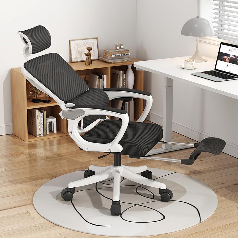 Office Chairs with Upholstered Midnight Black/Light Gray, Leg Rest, Lumbar Support, Tilt Available, Adjustable Back Angle, and Headrest