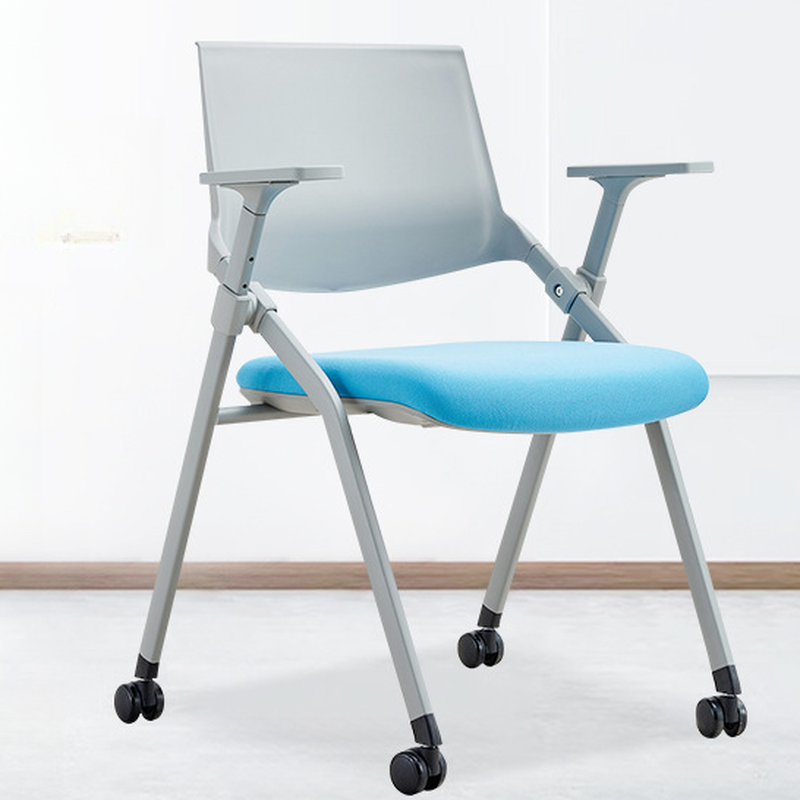 Art Deco Task Chair with Upholstered Ink/Scarlet/Navy Armrest, Compact Design, Roller Wheels, and Ergonomic Features