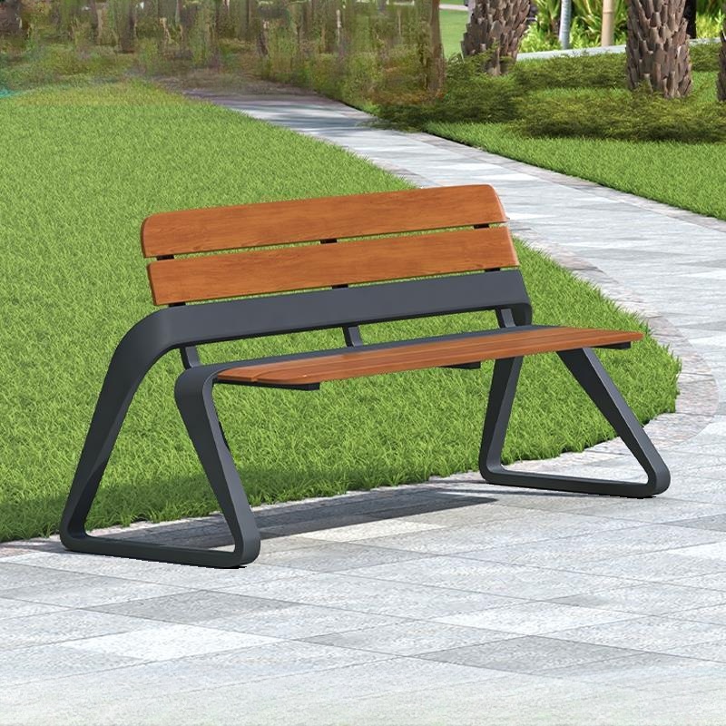 Simple Outdoor Bench with Engineered Wood and Back