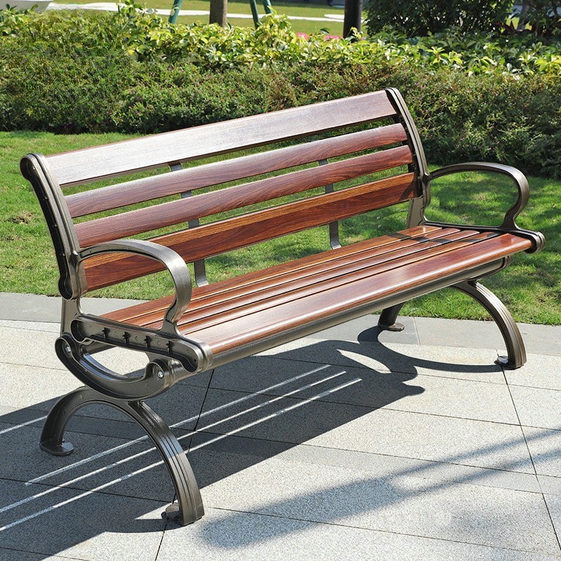 Simple Outdoor Bench with Alloy/Carbon-Fibre, Back, and Curved Arm