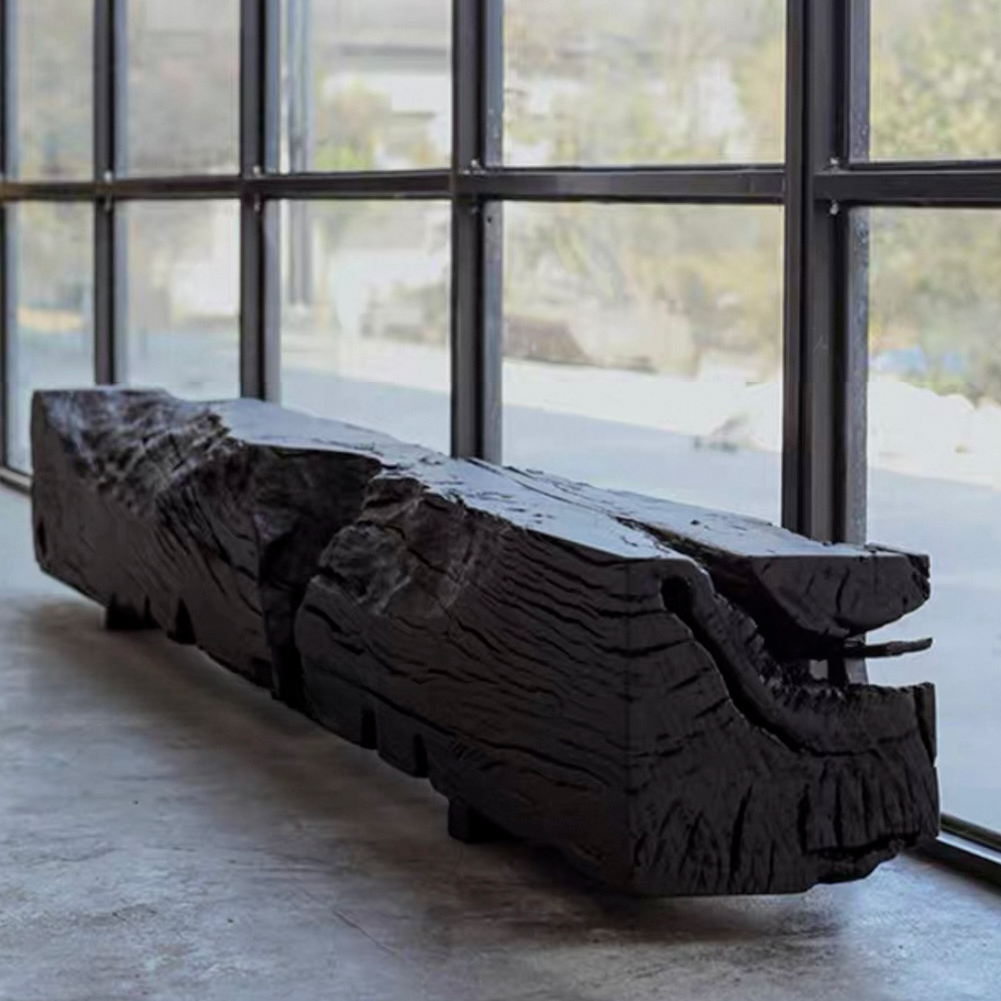 Simple Picnic Bench with Natural Wood in Coal
