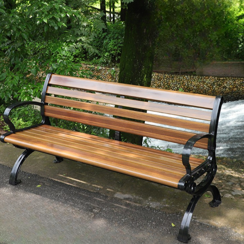 Simple Outdoor Bench with Engineered Wood Back in Dove Grey/Light Brown/White