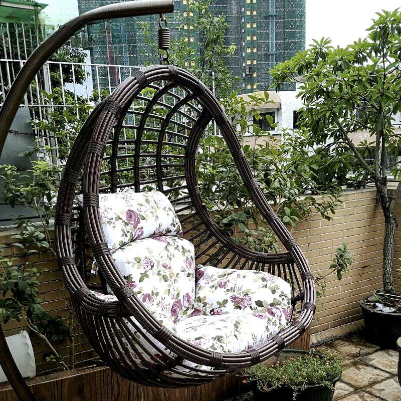 Magenta/Pecan Aluminum Porch Swing with Stand, Upholstered Cushions, Chain, and Stand