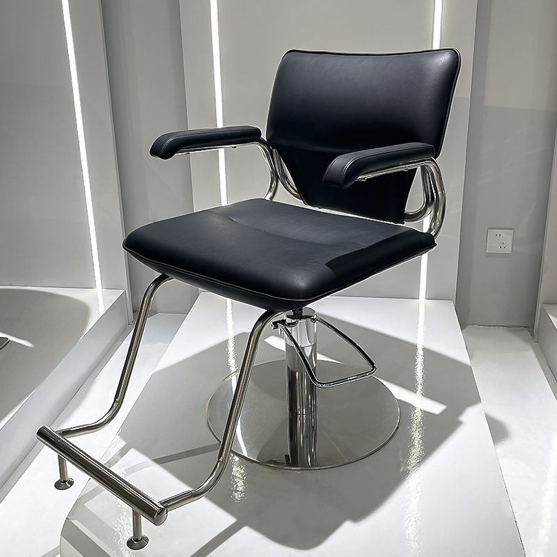 Ergonomic L-Shape Solid Colour Full Back Synthetic Leather Midnight Black Styling Chair with Adjustable Features