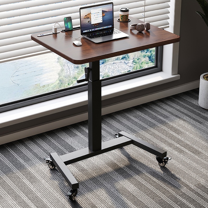 Trendy Engineered Wood Laptop Cart with Flexible Height, Casters, and 4/5/2 Outlets