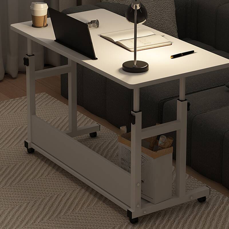 Trendy Engineered Wood Laptop Cart with Flexible Height, Casters, and Shelves