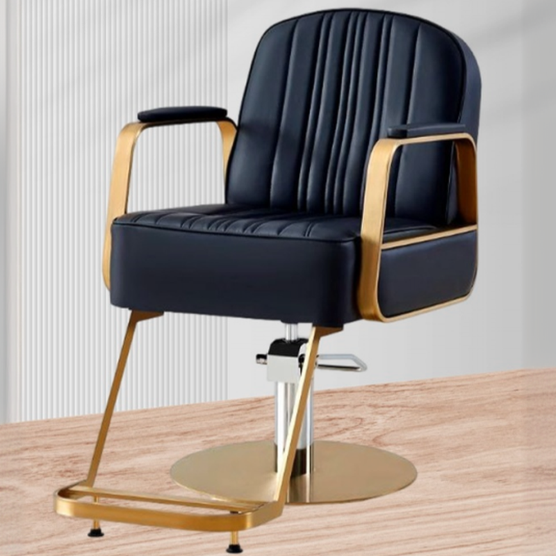 Ergonomic L-Shape Striped Styling Chair with Synthetic Leather Upholstery, Footrest, and Adjustable Features