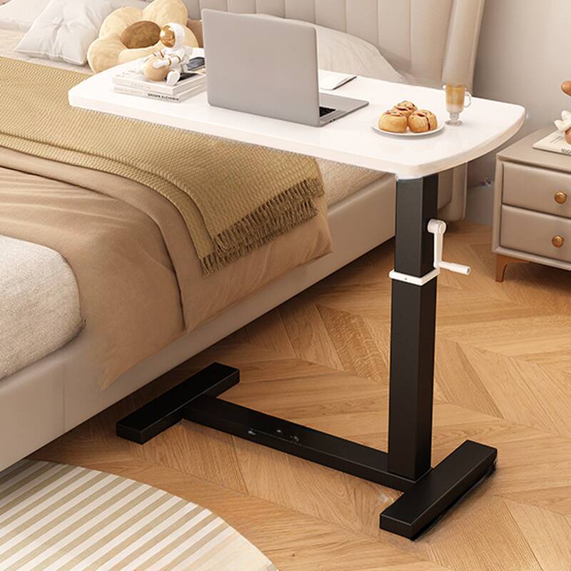 Casual Engineered Wood Laptop Cart with Adjustable Height and Casters