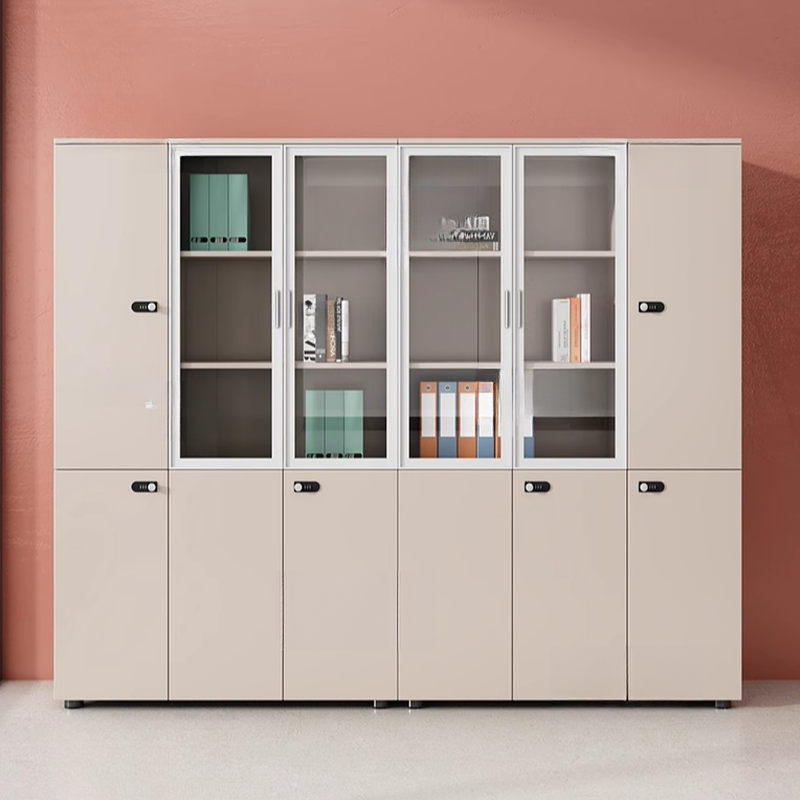 Art Deco Manufactured Wood Office Storage Furniture with Warp-proof Shelves, Locking Door, 8 Legs/4 Legs/6 Legs, and 5-Wide or more/4-Wide/3-Wide Compartments