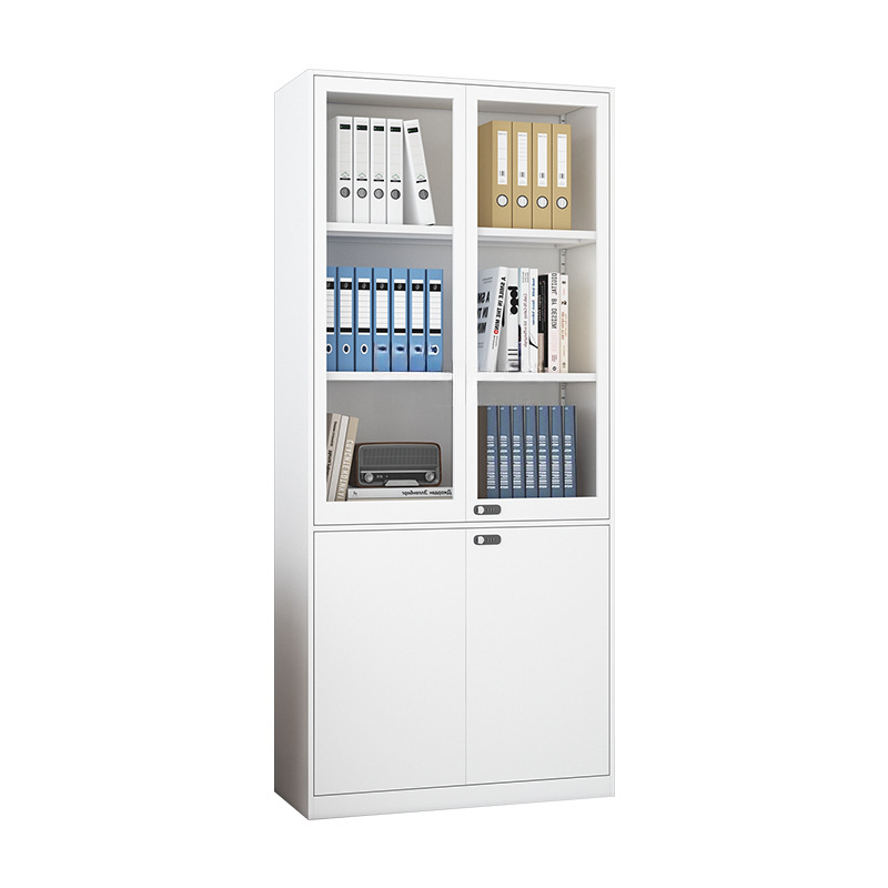Art Deco Steel Office Storage Furniture with Scratch Resistant Finish, Adjustable Shelving, Locking Door, and 2-Wide/1-Wide Compartments