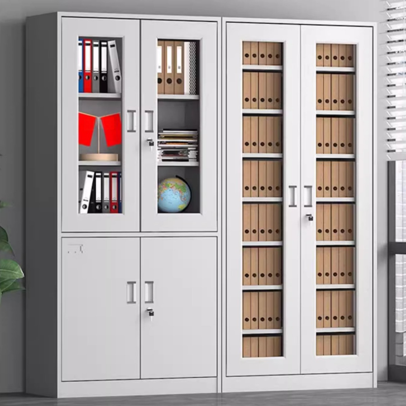 White Art Deco Steel Office Storage Furniture with Warp-proof Durability, Adjustable Shelving, Locking Door, and 1-Wide Compartment