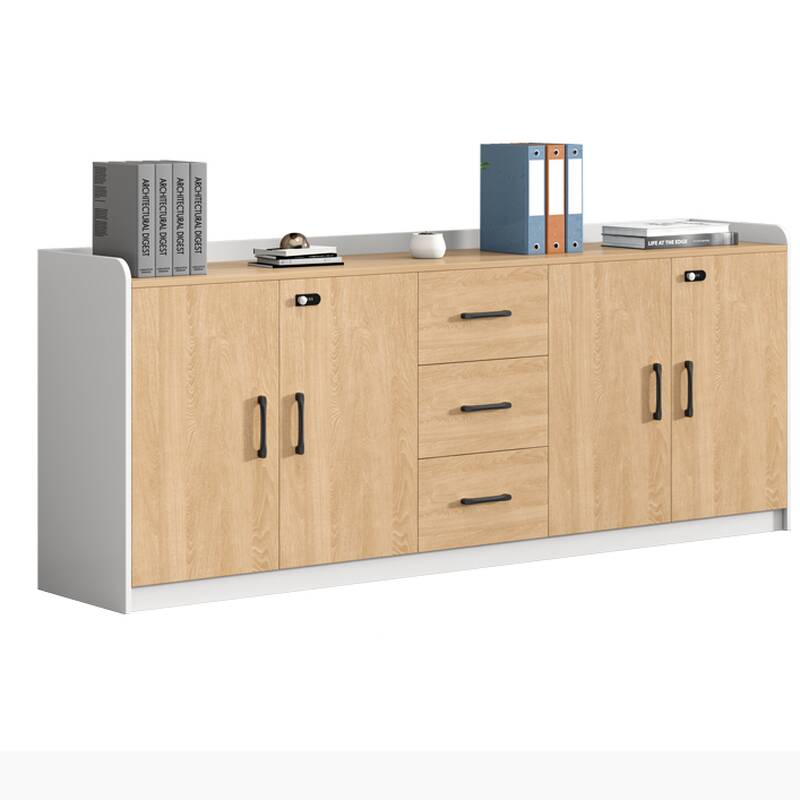 Minimalist Lumber 3-Wide/4-Wide/1-wide Office Storage Credenza with Shelving and Locking Door, with/without Drawers