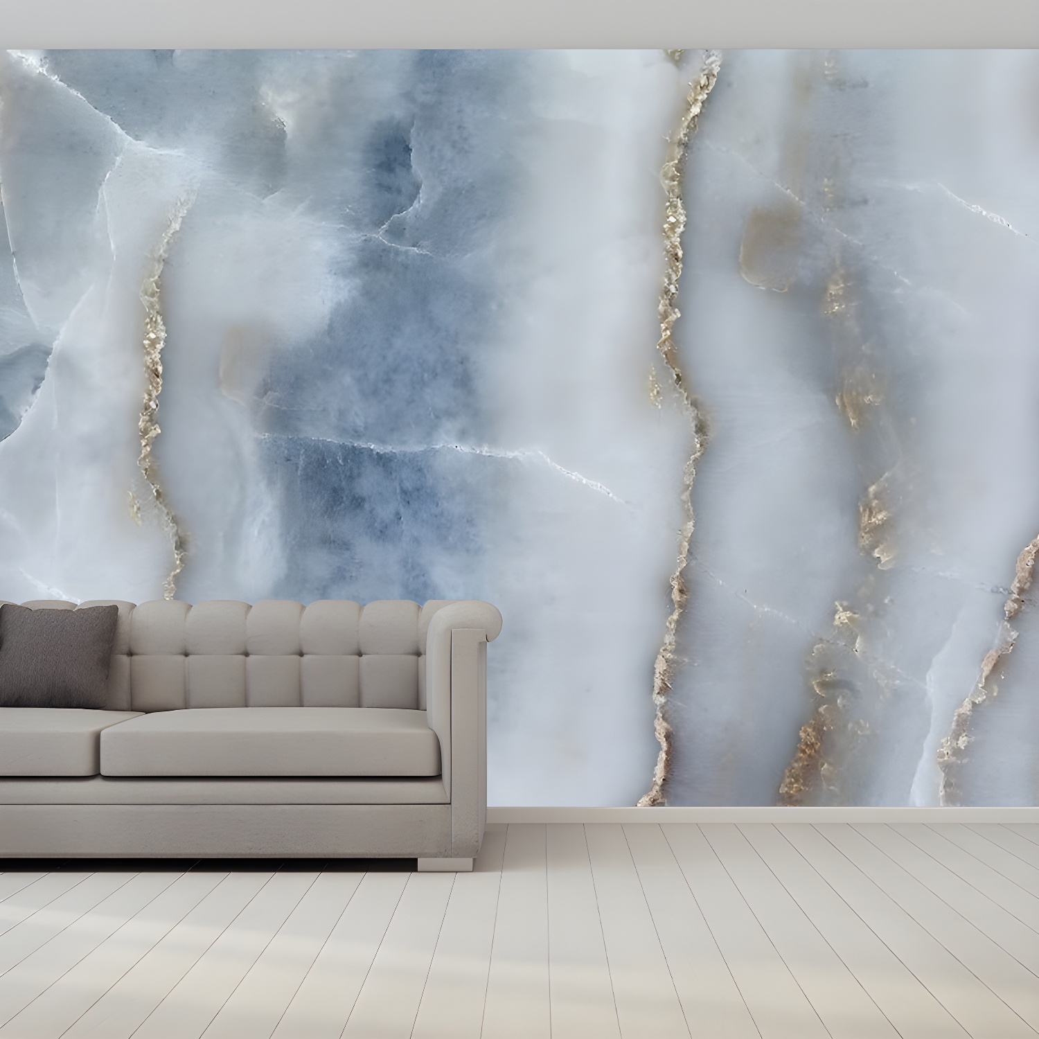 Faux Marble Wallpaper Mural Modern Stain Resistant Bedroom Wall Covering, Custom Size
