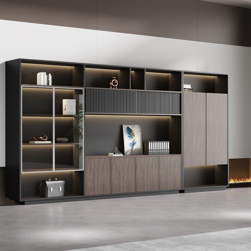 Scratch Resistant Office Storage Furniture with Lighting, Office Armoire, and 4-Wide/3-Wide Compartments