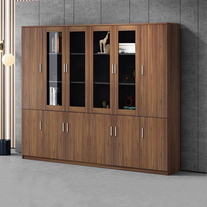 Auburn Art Deco Manufactured Wood Office Storage Furniture with Shelves, Hutch, Clear View Doors, and 3-Wide/4-Wide/5-Wide or more Compartments