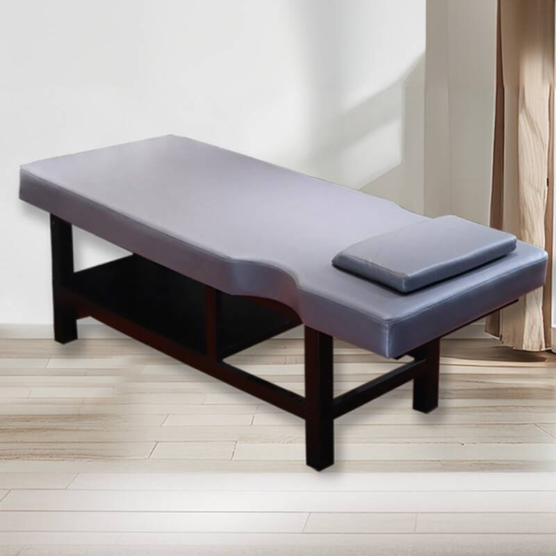 Fixed Height Massage Bed with Alloy Base, Rectangular Top, and Trestle Base