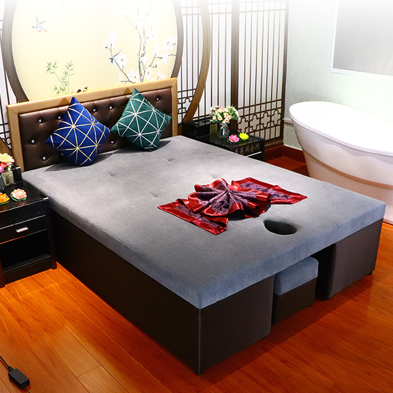 Fixed Height Natural Wood Rectangular Massage Bed