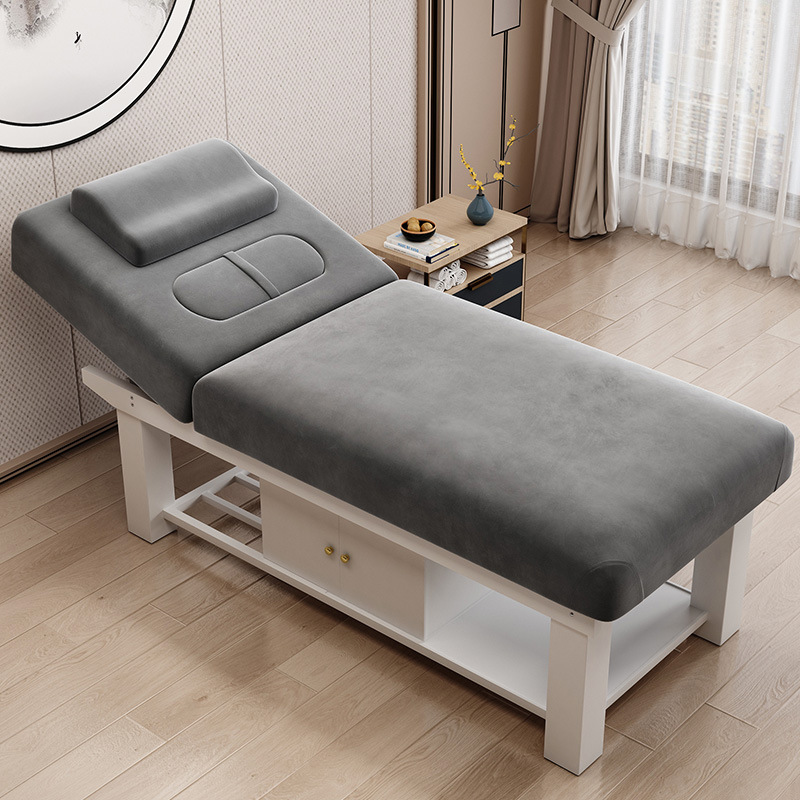 Natural Wood Rectangular Massage Bed with Trestle Base