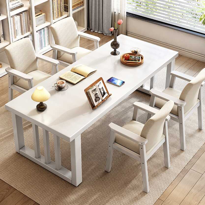 Modish Rectangular Natural Wood Desk in Light Gray/Auburn/Natural Finish for Work-from-Home