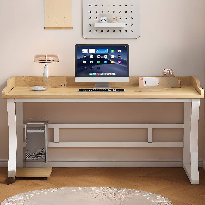 Modish Rectangular Laminate Work-from-Home Desk with Integrated Cable Management