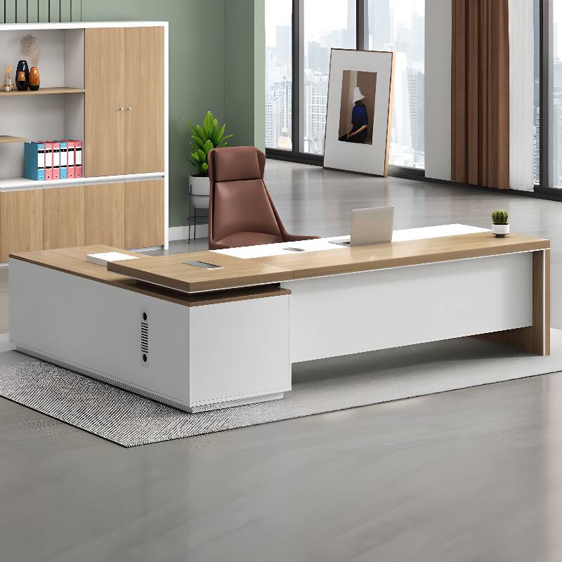 Executive Desk with Secure Drawer, Built-In Cable Organization, CPU Stand, and Desk Return