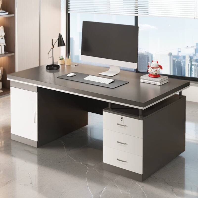 Office Computer Desk with Secure Drawer, Built-In Cable Organization, and CPU Stand