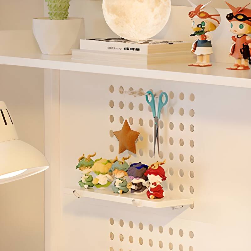 Modern Rectangular Chalk Laminate Writing Table with Exterior Shelf, Hutch, and Cable Management