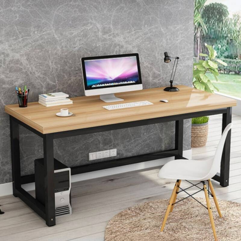 Trendy Rectangular Laminate Writing Table with Light Brown Finish