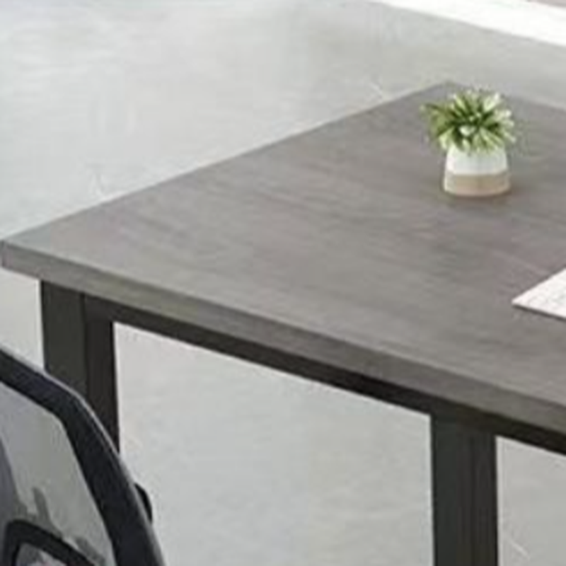 Modern Rectangular Gray Laminate Writing Table with Built-In Cable Organization