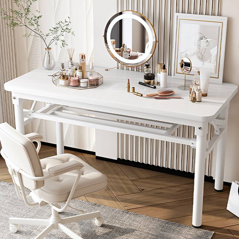 Modern Rectangular Laminate Writing Table in Gray/Chalk/Unfinished Colour with Exterior Shelf