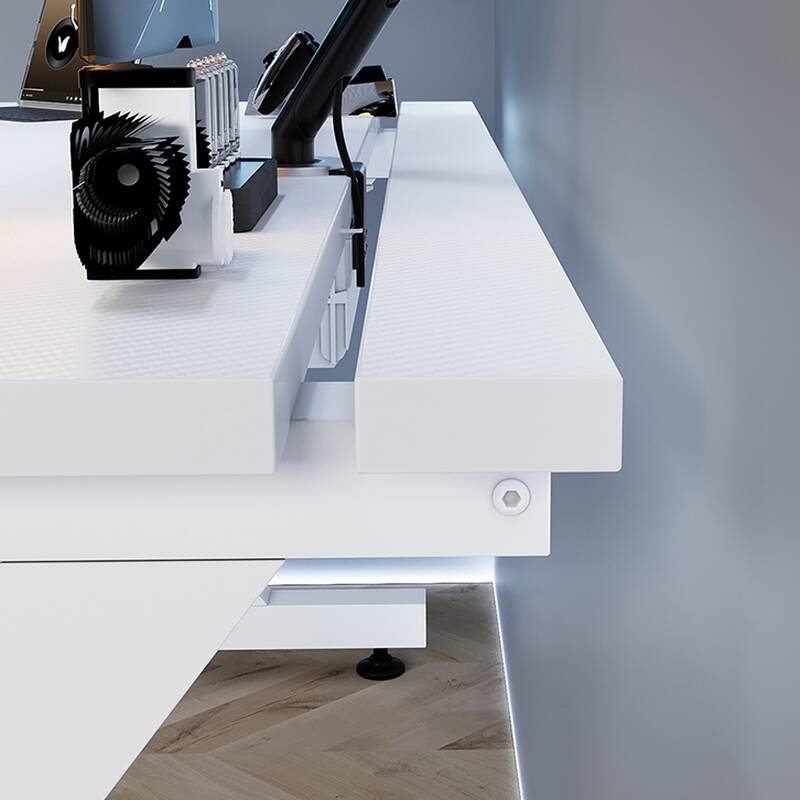 Trendy Rectangular Manufactured Wood Writing Table in Midnight Black/Chalk