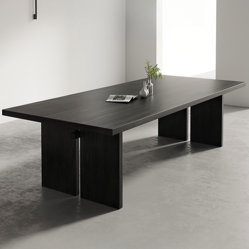 Modern Rectangular Pine Wood Conference Desk in Coal