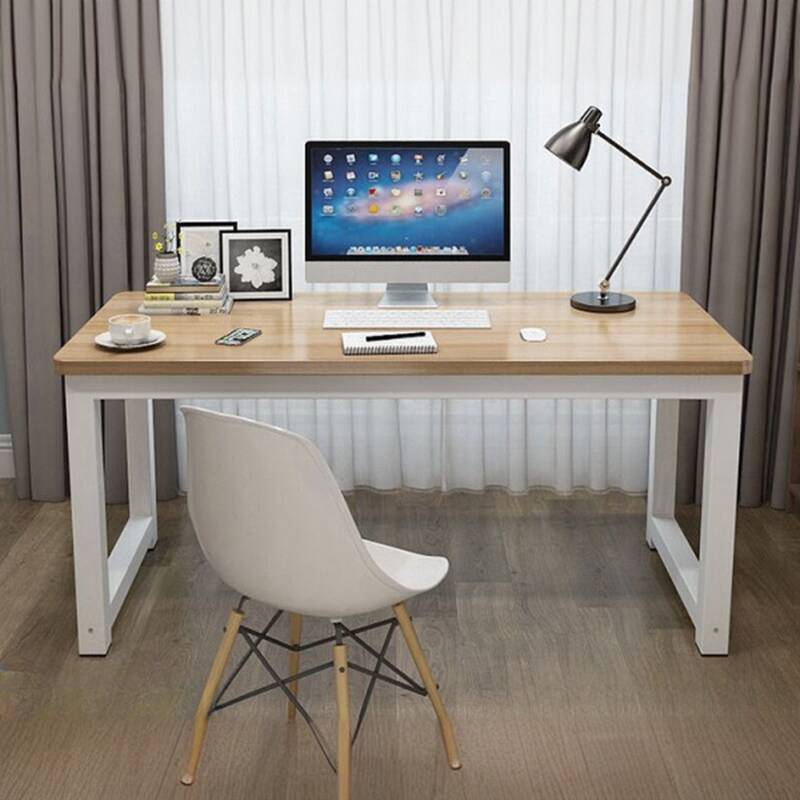 Modern Rectangular Laminate Writing Table in Chalk/Unfinished Colour